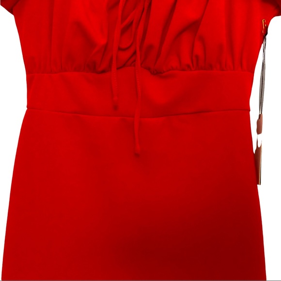 $2/30 IRIS Los Angeles | Red Empire Waist Dress, Coral Lined Puff Sleeves & Top - Picture 5 of 16